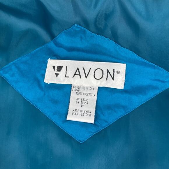 Lavon Womens Vintage Turquoise Silk Zip Up Snap Front Quilted Spring Jacket M - Picture 3 of 14